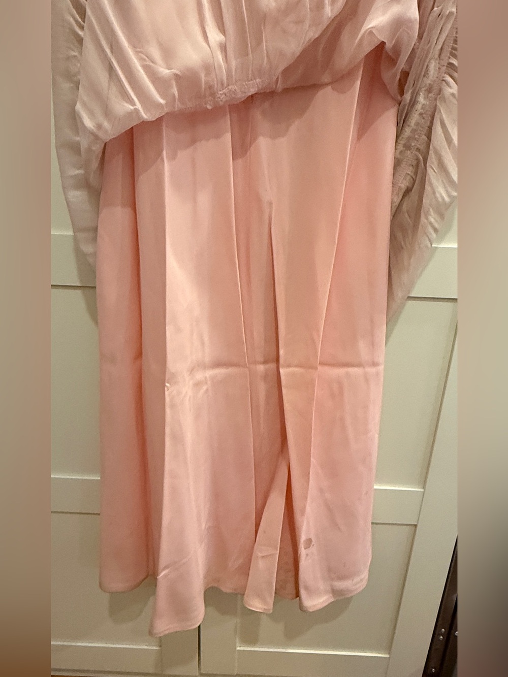 Vintage 1970s Pink Chiffon Prairie Maxi Dress Gown Ribbons Lace Trim XS S Boho - Picture 15 of 17